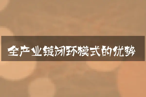 全产业链闭环模式的优势