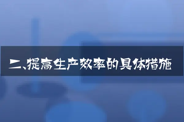 二、提高生产效率的具体措施