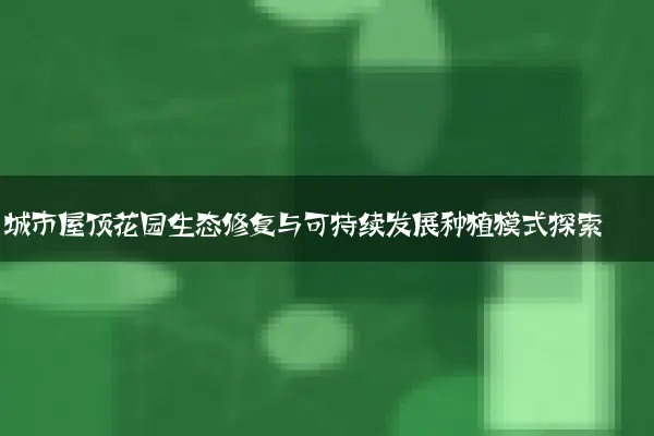 城市屋顶花园生态修复与可持续发展种植模式探索