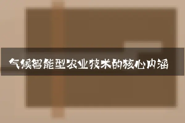 气候智能型农业技术的核心内涵
