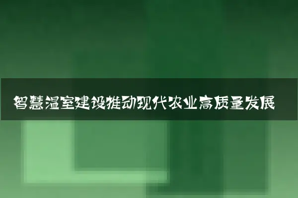 智慧温室建设推动现代农业高质量发展